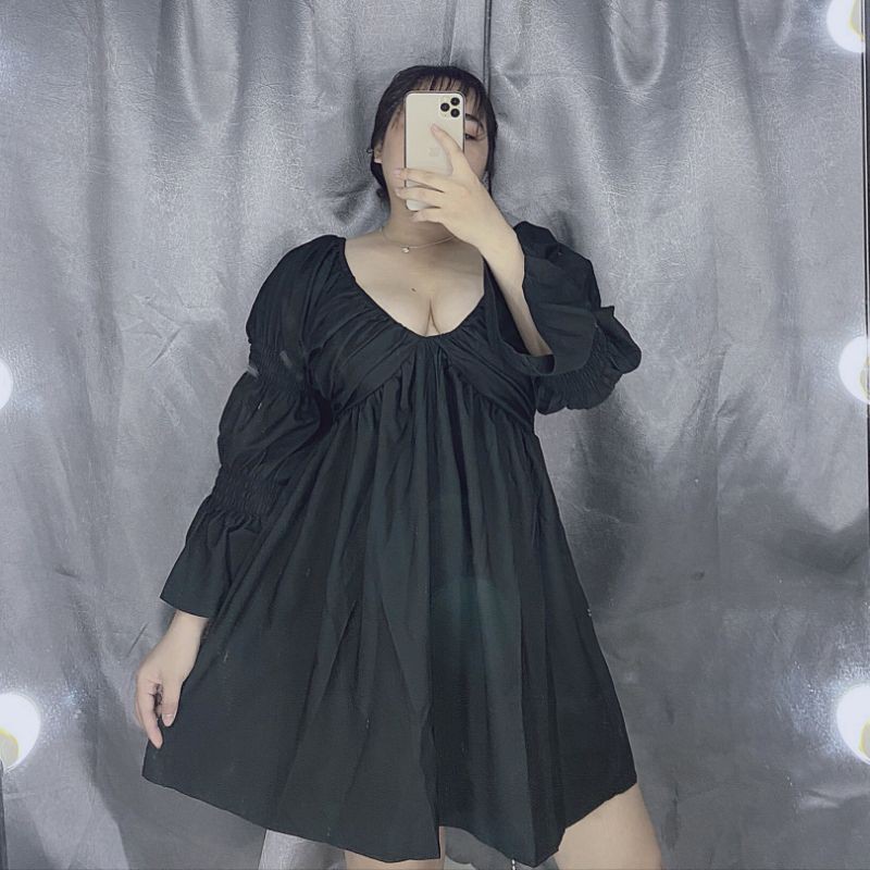 BIGSIZE Đầm tay phồng bigsize 60-90kg hình mẫu chụp thật 100%