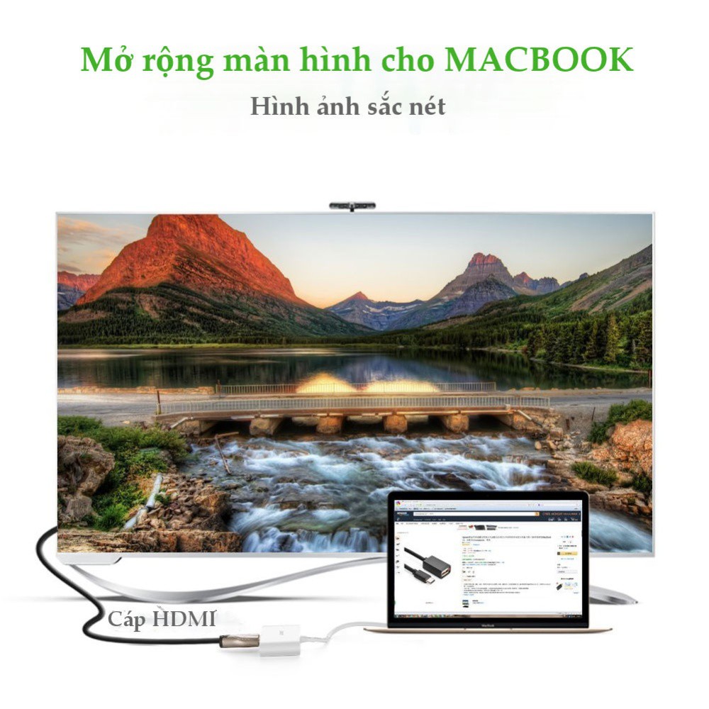 Dây chuyển đổi USB Type-C sang USB 3.0 + HDMI + USB Type-C UGREEN 30377 (màu trắng)