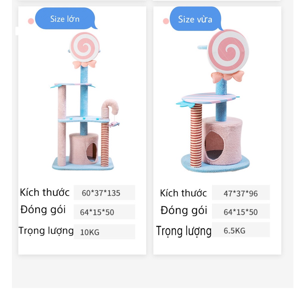 Nhà cây, trụ cào móng giải trí cho mèo màu hồng siêu dễ thương