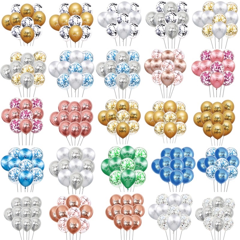 Set 10 Bong Bóng Cao Su Latex Ánh Kim In Họa Tiết 12inch