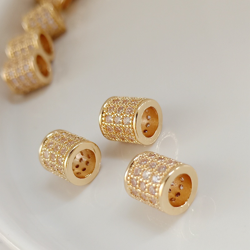 Bộ Hạt Đồng 14k Màu Vàng 14k Làm Vòng Tay/Dây Chuyền Kích Thước 8 * 8mm