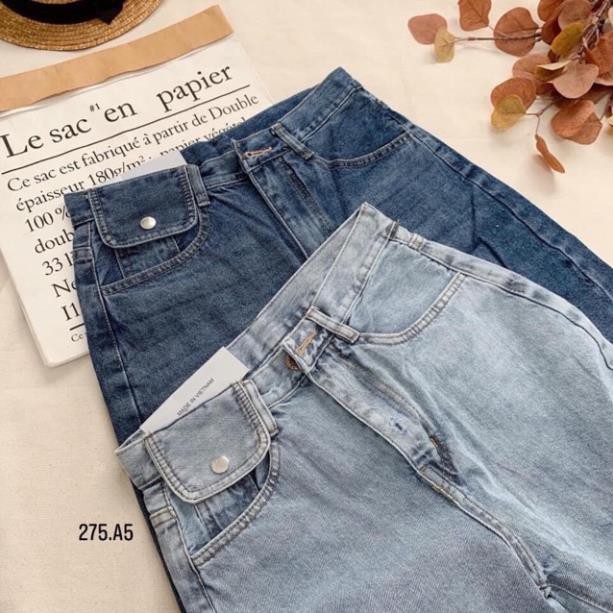 Quần baggy jean nữ nắp lệch chất vải đẹp F10