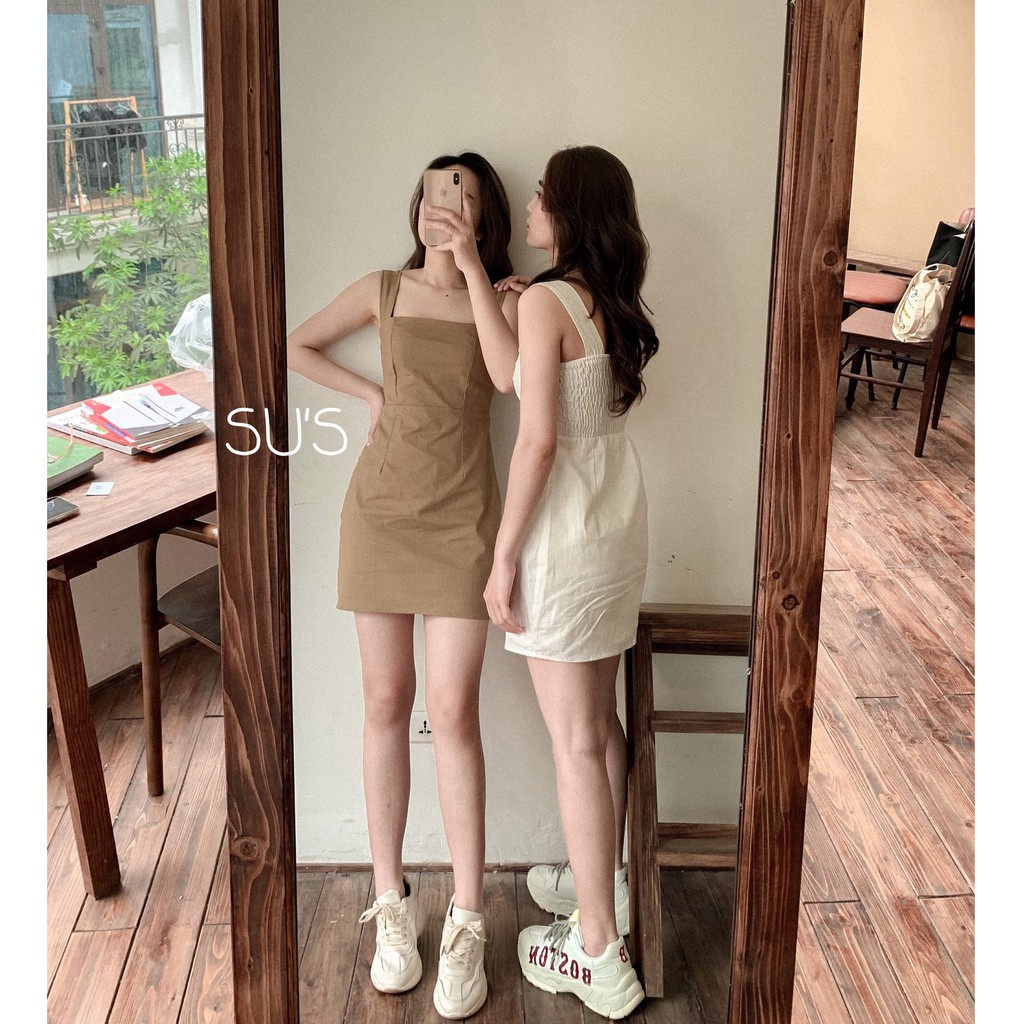 [Mã SKAMA06 giảm 8% tối đa 50K đơn 250K] Váy 2 dây bản to trơn thô mềm chun lưng V500 SUSTORE | BigBuy360 - bigbuy360.vn