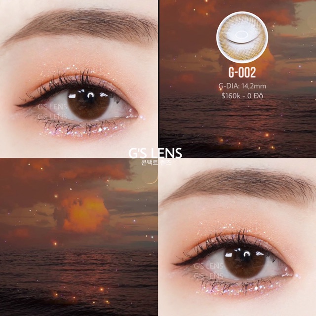 Kính Áp Tròng G'S LENS mã G-002 BROWN Nâu Cam Không Tối Quá 0 Độ