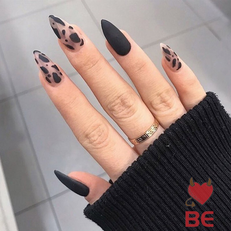 Set 24 móng tay giả màu lì họa tiết da báo acrylic thời trang sành điệu cho nữ | BigBuy360 - bigbuy360.vn