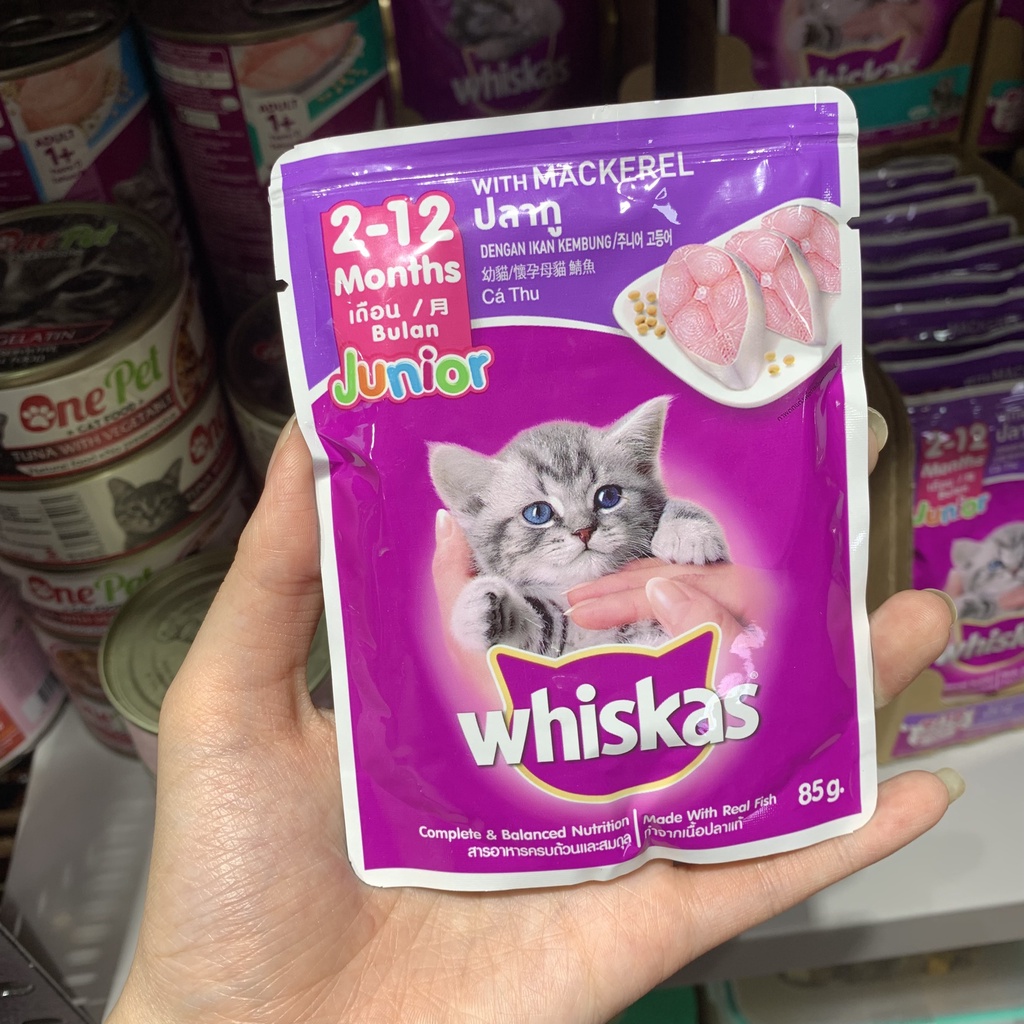 [Mã 155FMCGSALE giảm 7% - tối đa 100K đơn 500K] Whiskas pate gói cho mèo 80g pate dinh dưỡng cho mèo