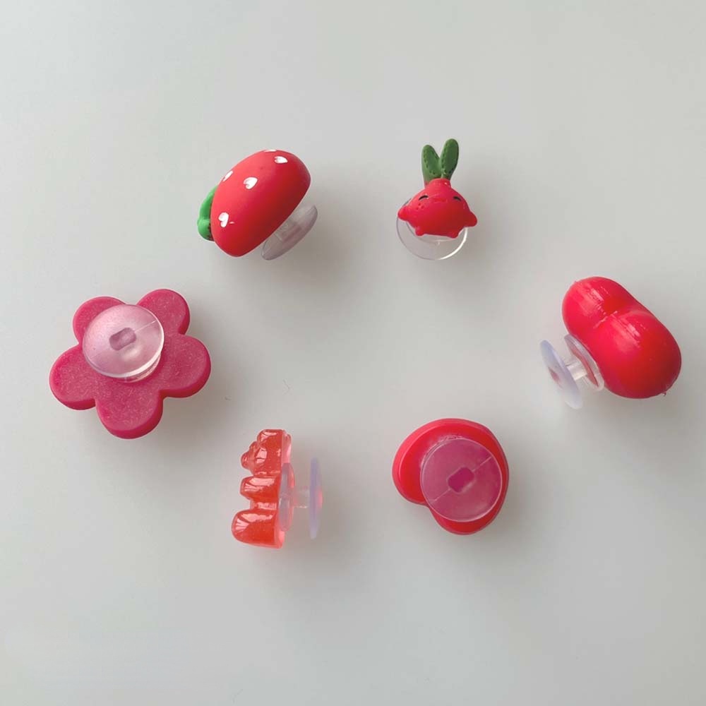 [Deco] Set Phụ Kiện Trang Trí Giày Crocs Jibbitz Màu Đỏ Cài Nút Dễ Thương