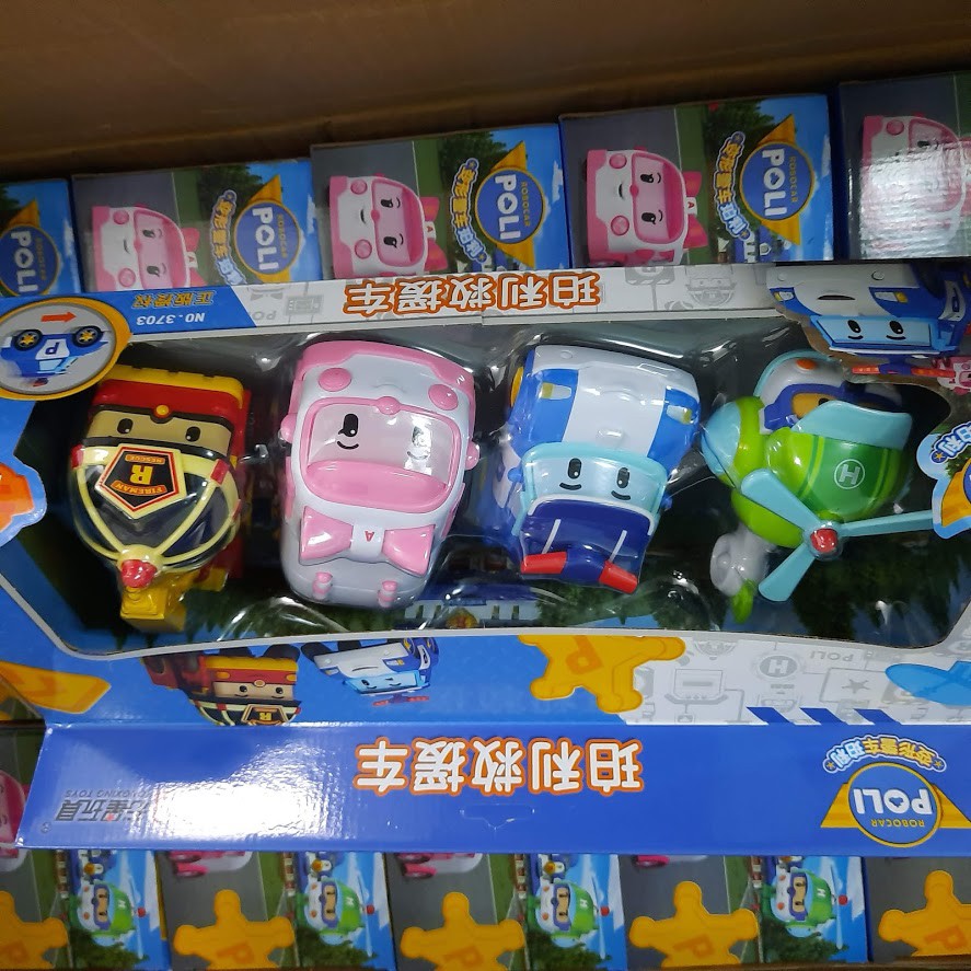 Xe mô hình ô tô Robocar Poli ô tô bộ 4 chiếc đồ chơi trẻ em