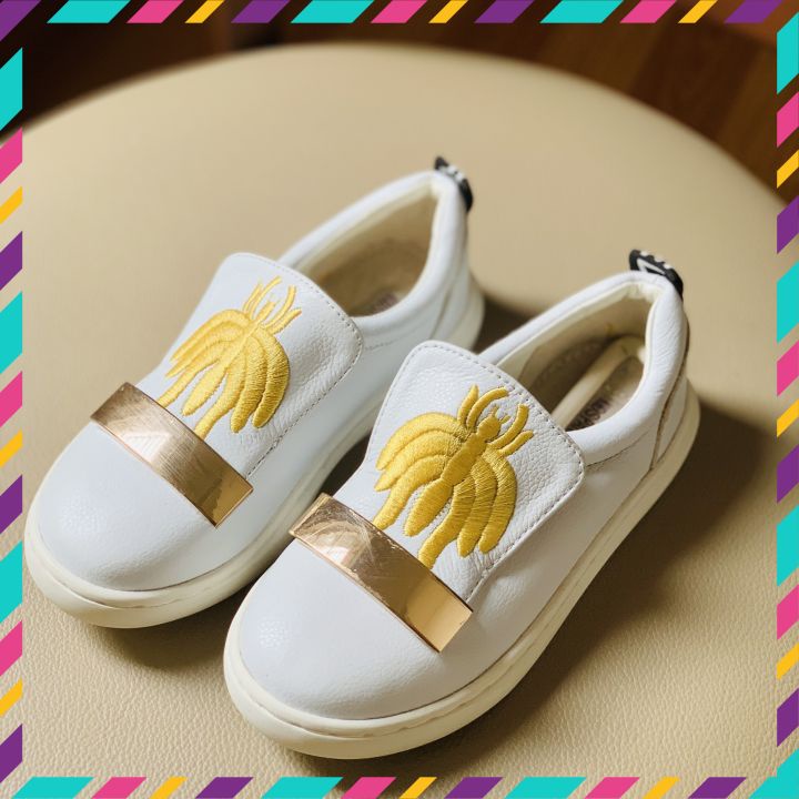 Xuất UK/US - Giày Slipon Da Mềm Sành Điệu Cho Bé- Mầu TRẮNG- Size từ 26 đến 34
