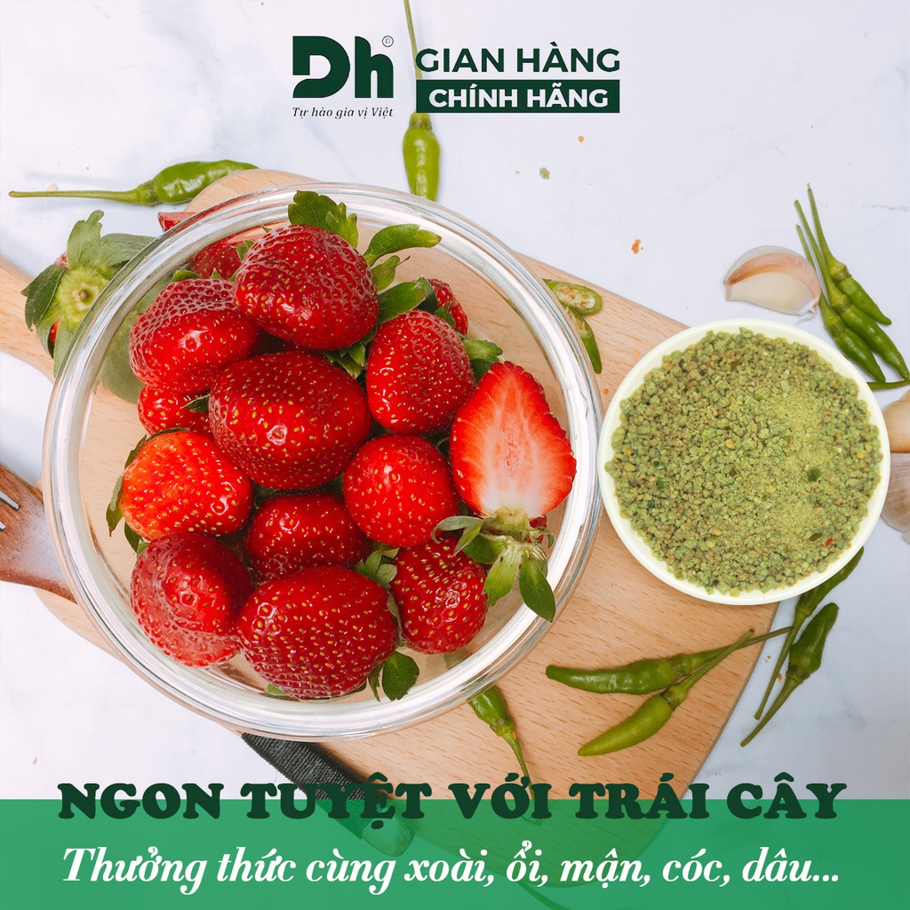Muối tôm ớt xanh Tây Ninh DH Foods hạt to gia vị chấm hoa quả loại 1 thơm ngon 60/120gr