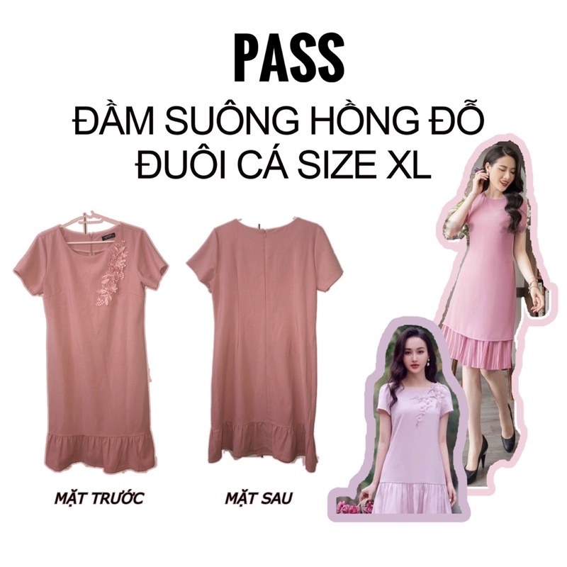 Pass Đầm Váy suông đuôi cá hồng đỗ size lớn to đại XL (Váy đầm bầu bon chen được) Thanh lý