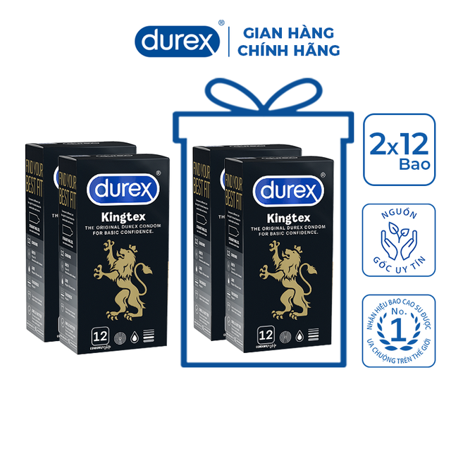 Bộ 2 Bao cao su Durex Kingtex 12 bao + Tặng 2 hộp cùng loại