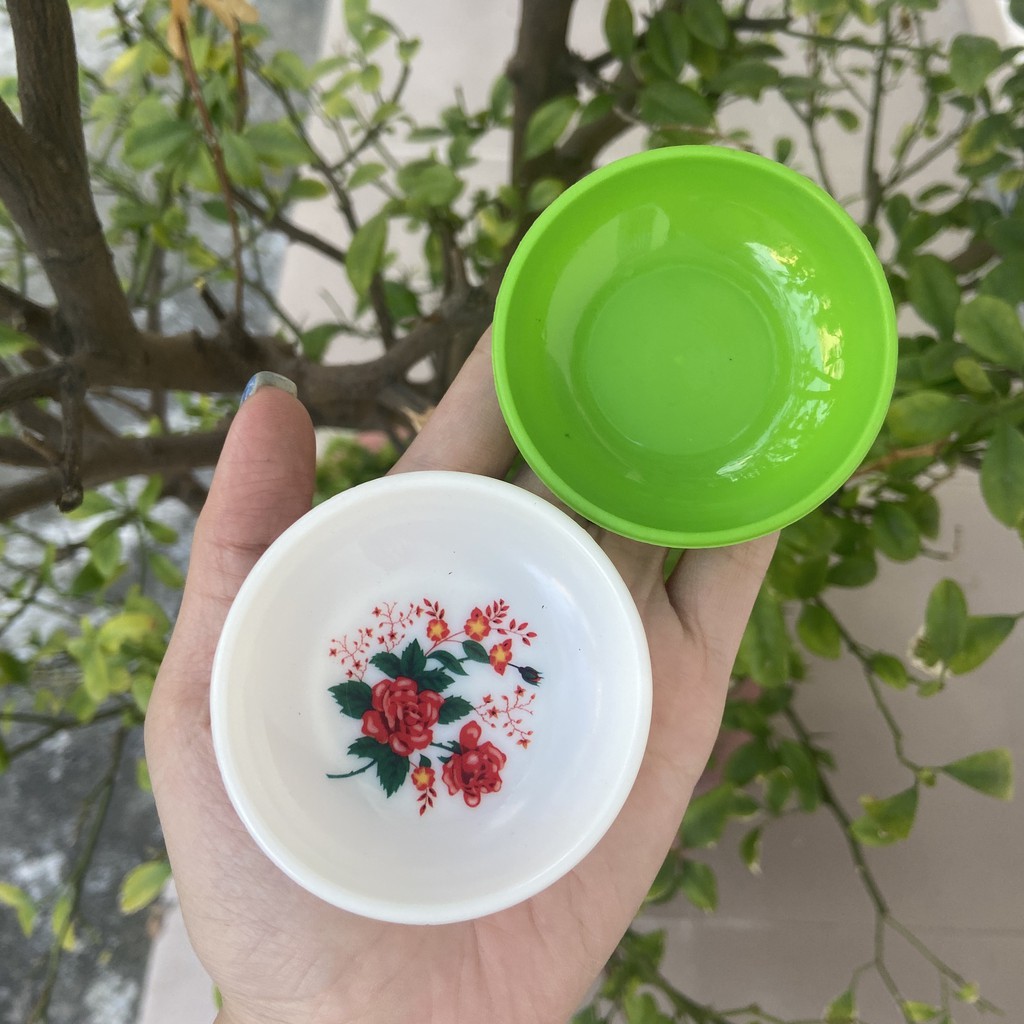 10 cái Chén tương nhựa 6.6 x 1.5cm , chén sốt , chén mù tạt xanh , trắng - Small Ketchup Plastic Cup