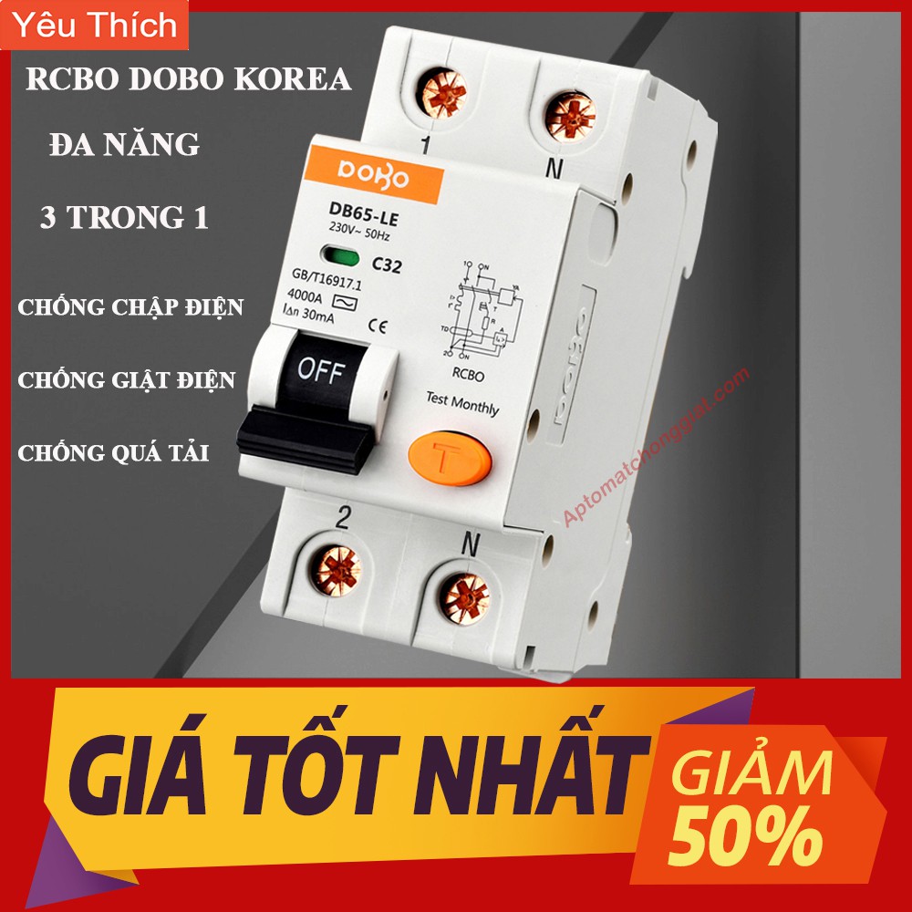 [HÀNG CHÍNH HÃNG] Cầu Dao Chống Giật RCBO DOBO KOREA đa năng - siêu nhạy 4kA 30mA - chống giật test trực tiếp