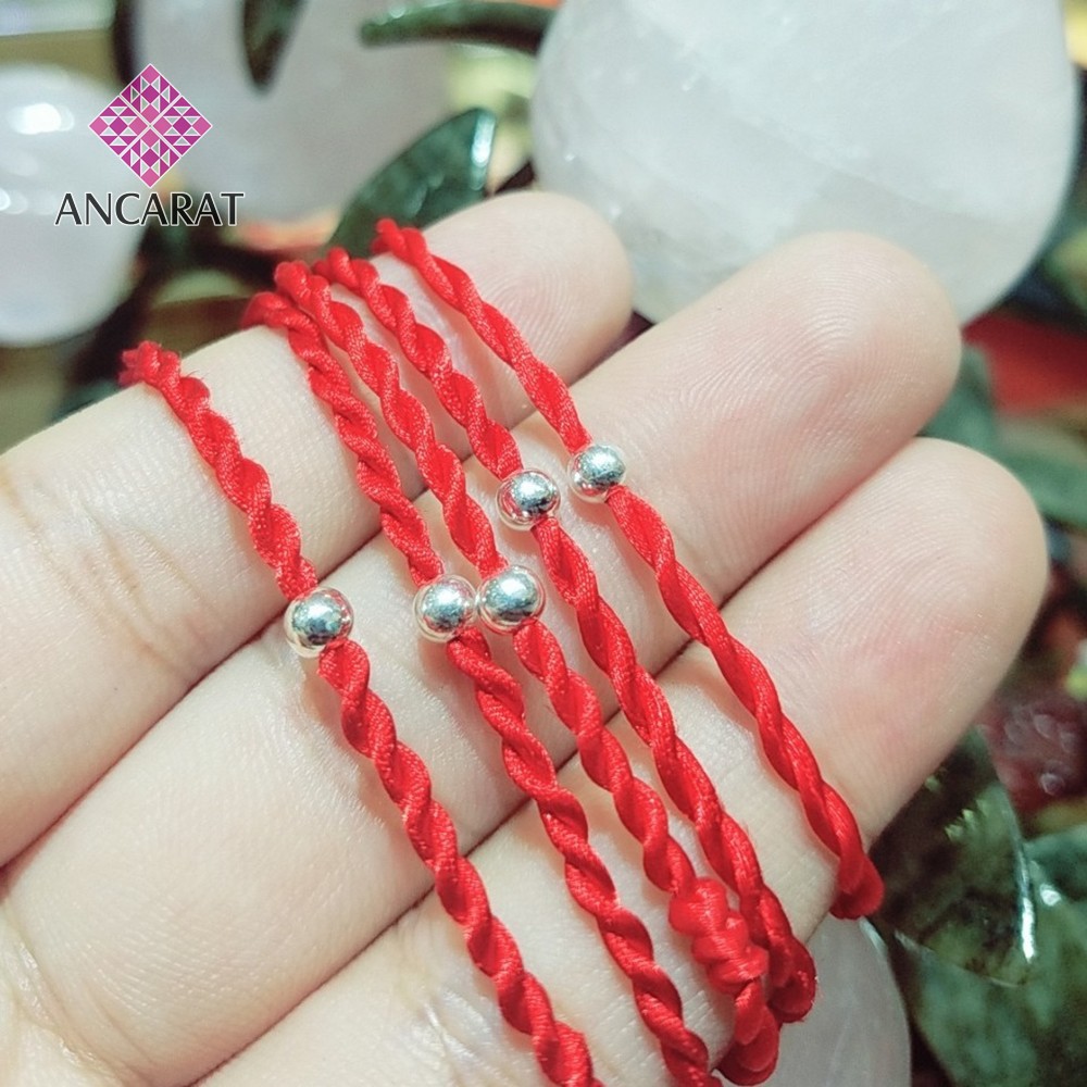 Vòng Tay Sợi Chỉ Đỏ May Mắn Phối Bi Bạc [ANCARAT]