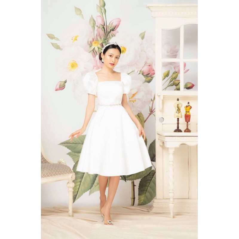 ĐẦM TAY PHỒNG ĐÍNH DÂY EO ĐÁ CAO CẤP