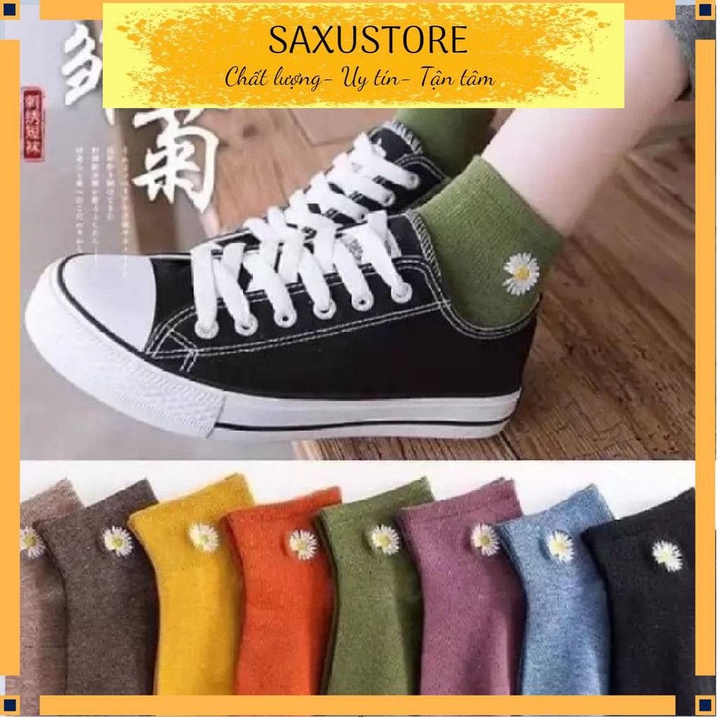 Tất nữ cổ trung vintage hoa cúc xinh xắn lố 10 đôi