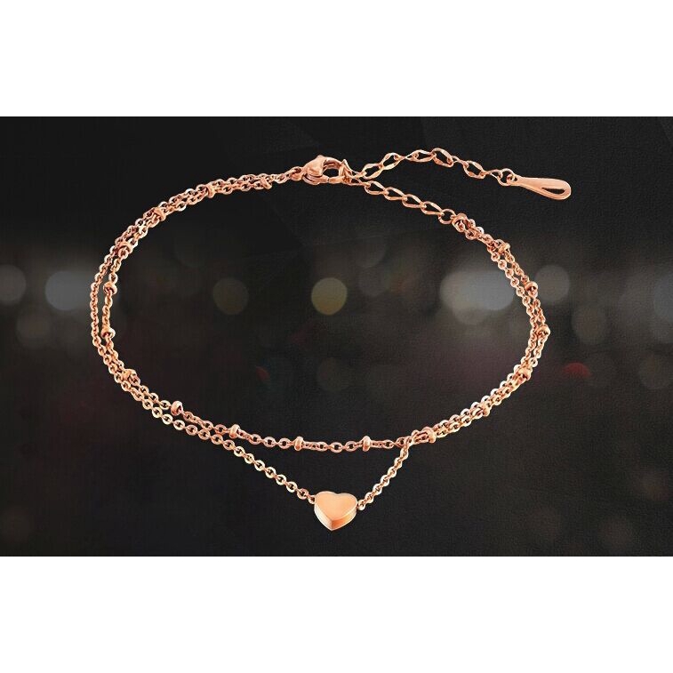 Lắc chân hai lớp trang trí hình trái tim xinh xắn cho nữ | BigBuy360 - bigbuy360.vn