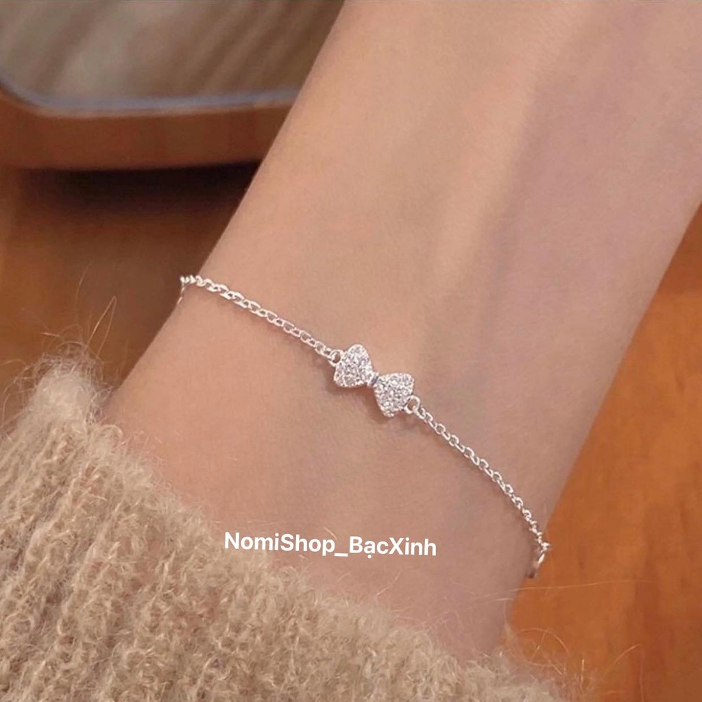 Vòng tay nơ nhỏ xinh bạc ta nhỏ nhắn cute siêu phẩm cho các nàng thơ Mainomi Shop Bạc Xinh