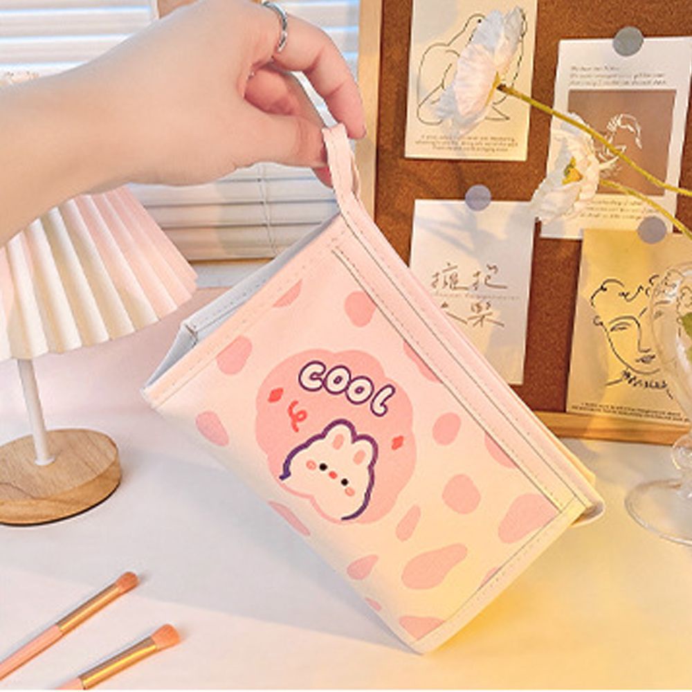 Túi đựng bút/ mỹ phẩm in họa tiết bò sữa dễ thương đa năng tiện dụng