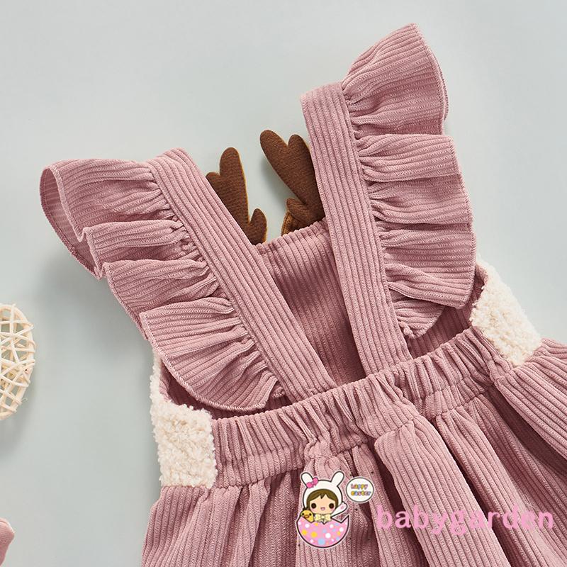 Đầm Vải Nhung Đính Nơ In Hình Hươu Hoạt Hình Dễ Thương Thời Trang Mùa Thu Cho Bé Gái 3 Tháng - 3 Tuổi