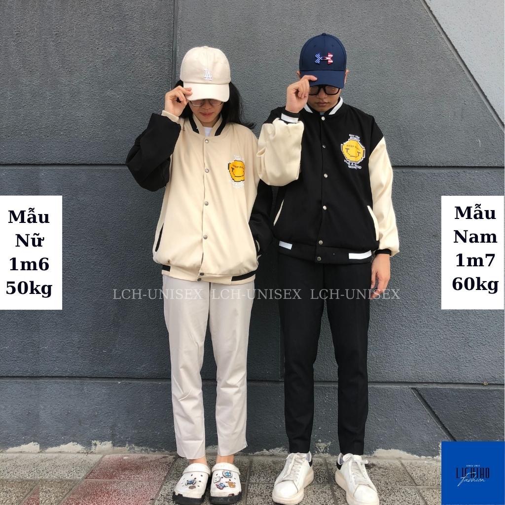 Áo khoác bóng chày nam nữ chất da lộn mềm mịn Bomber jacket 2 lớp kiểu unisex form rộng LCH