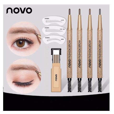 Chì kẻ Mày 2 đầu Cao Cấp Novo Fashion Brow Tặng 3 lõi + 3 khuôn