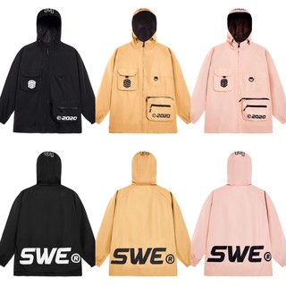Áo khoác dù SWE nam chất liệu vải dù 2 lớp form rộng streetwear