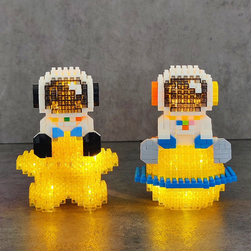 Mô hình phát sáng hình phi hành gia, lắp ráp mô hình vũ trụ 3d có đèn led nhấp nháy 3 chế độ