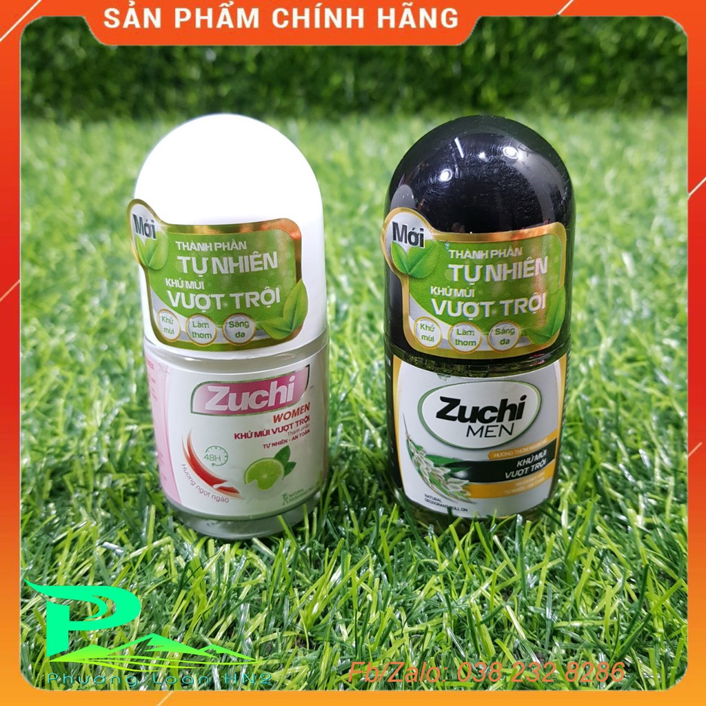 Combo 2 lọ Lăn khử mùi Zuchi nam - nữ lọ 25ml, Lăn khử mùi thảo dược Zuchi Hoa Linh