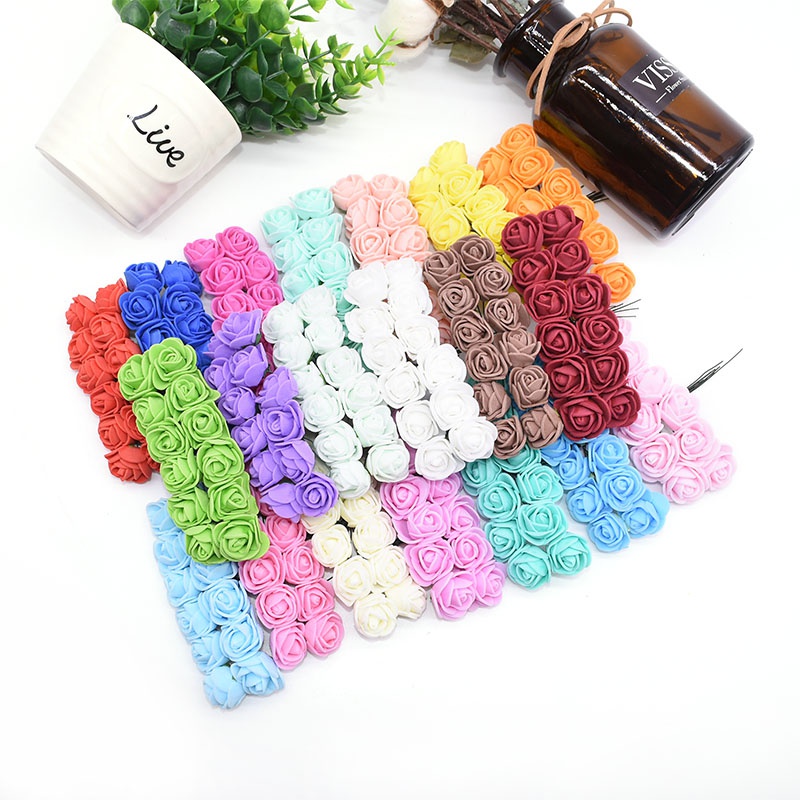 Set 36 Bông Hoa Hồng Mini 2cm Bằng Xốp Dùng Trang Trí Tiệc Cưới/Lễ Tình Nhân Nhân Dịp Năm Mới