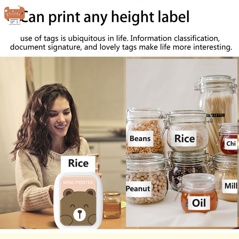 ✨Kho Sẵn Sàng✨Máy In Nhãn Mini Bỏ Túi In Hình Chú Mèo Dễ Thương