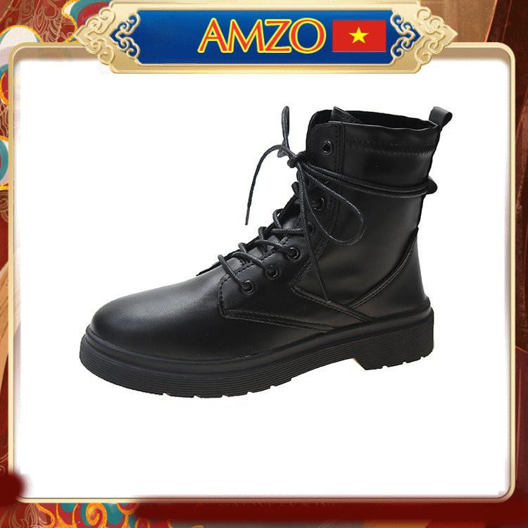 Giày bốt nữ Martin cổ thấp 💥BÁN CHẠY - GIÁ RẺ💥 giày bốt đen nữ phong cách Ulzzang đế cao 2cm