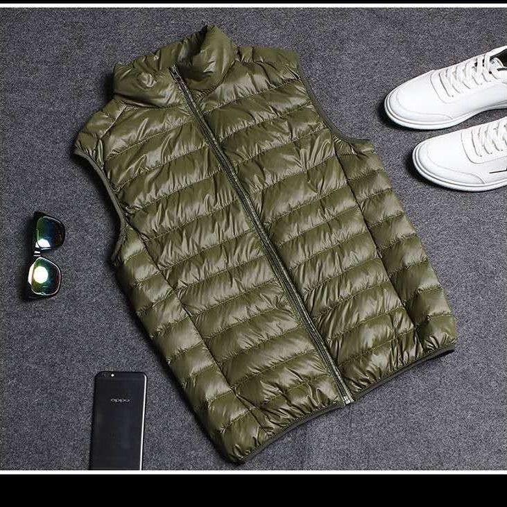 Áo khoác phao ba lỗ cổ đứng trọng lượng nhẹ nhiều màu sắc đơn giản cho nam