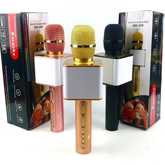 Mic Karaoke Bluetooth SD08 Không Dây Tích Hợp Loa Bluetooth