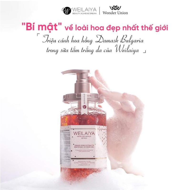 Sữa Tắm Trắng Da Cánh Hoa Hồng Damask Weilaiya - Lưu Hương Thơm Lâu - Dung Tích 450ml