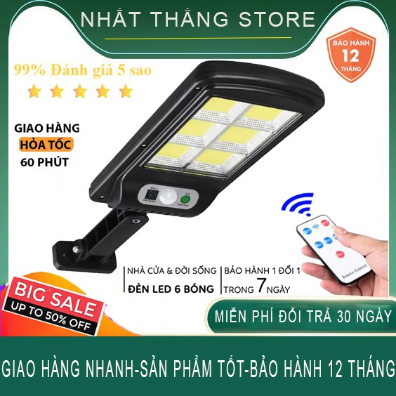 Đèn Năng Lượng Mặt Trời Solar Street Lamp 6 Bóng Led To Cảm Biến Chuyển Động, Kèm Điều Khiển Tắt Bật Từ Xa