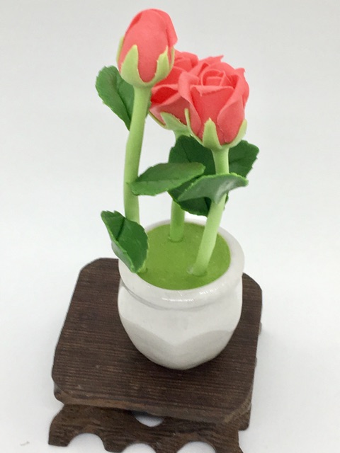 Hoa hồng mini đất sét Thái trang trí bàn