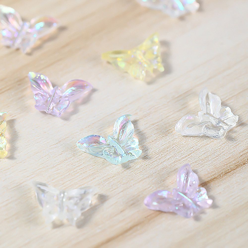 Bộ 30 Phụ Kiện Trang Trí Móng Tay Hình Bướm 3D Bằng Nhựa Resin Lấp Lánh Thời Trang DIY