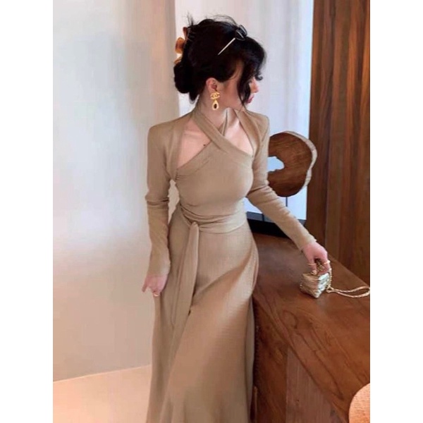 ⚡️Set váy yếm dài phối cadigan 3 màu Thời trang công sở CAMILLA