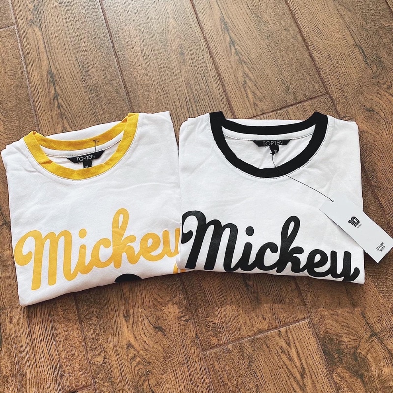 Áo thun basic phối viền mickey siêu kute