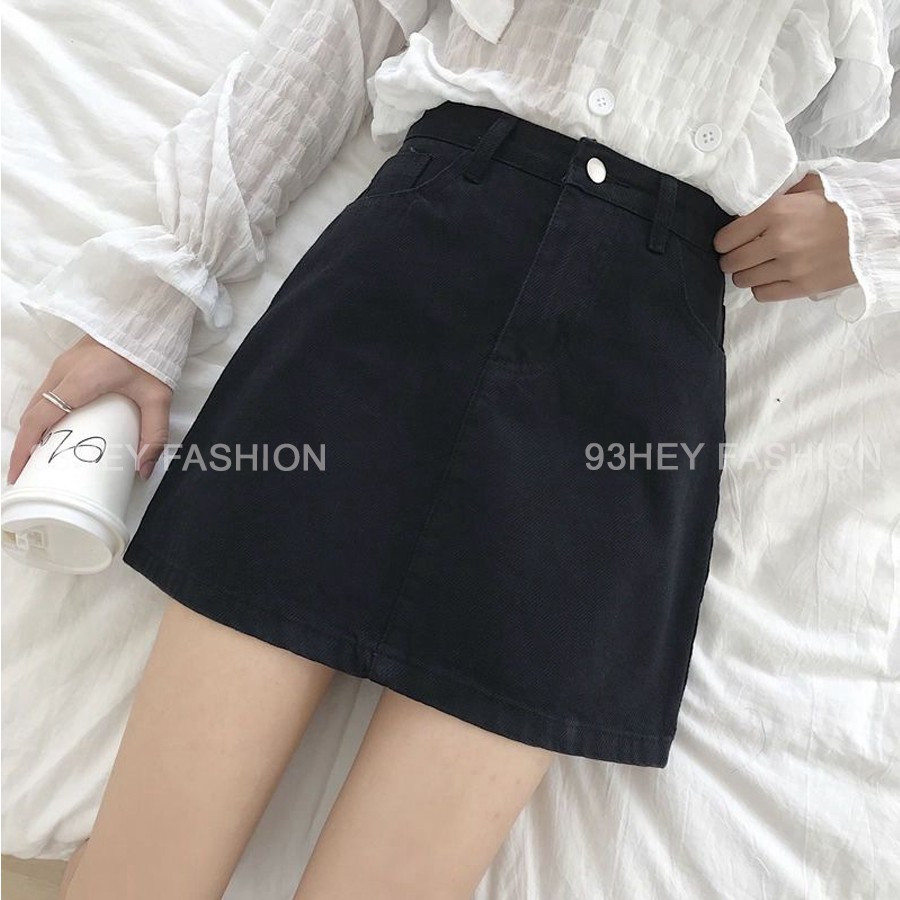 Chân Váy Chữ A Vải Denim Dáng Ngắn Lưng Cao Phong Cách Hàn Quốc 93HEY CV04