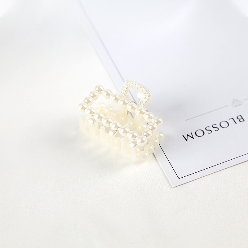 Kẹp tóc hình trái tim đính ngọc trai giả toàn bộ ngọt ngào cho nữ