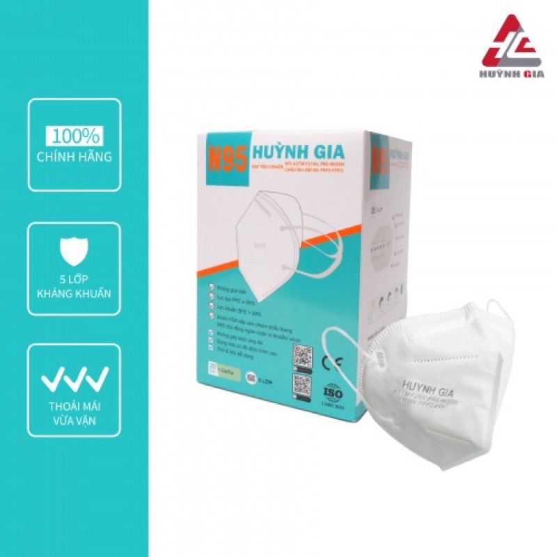 Khẩu trang N95 Huỳnh Gia màu trắng 1 hộp 20 cái | BigBuy360 - bigbuy360.vn