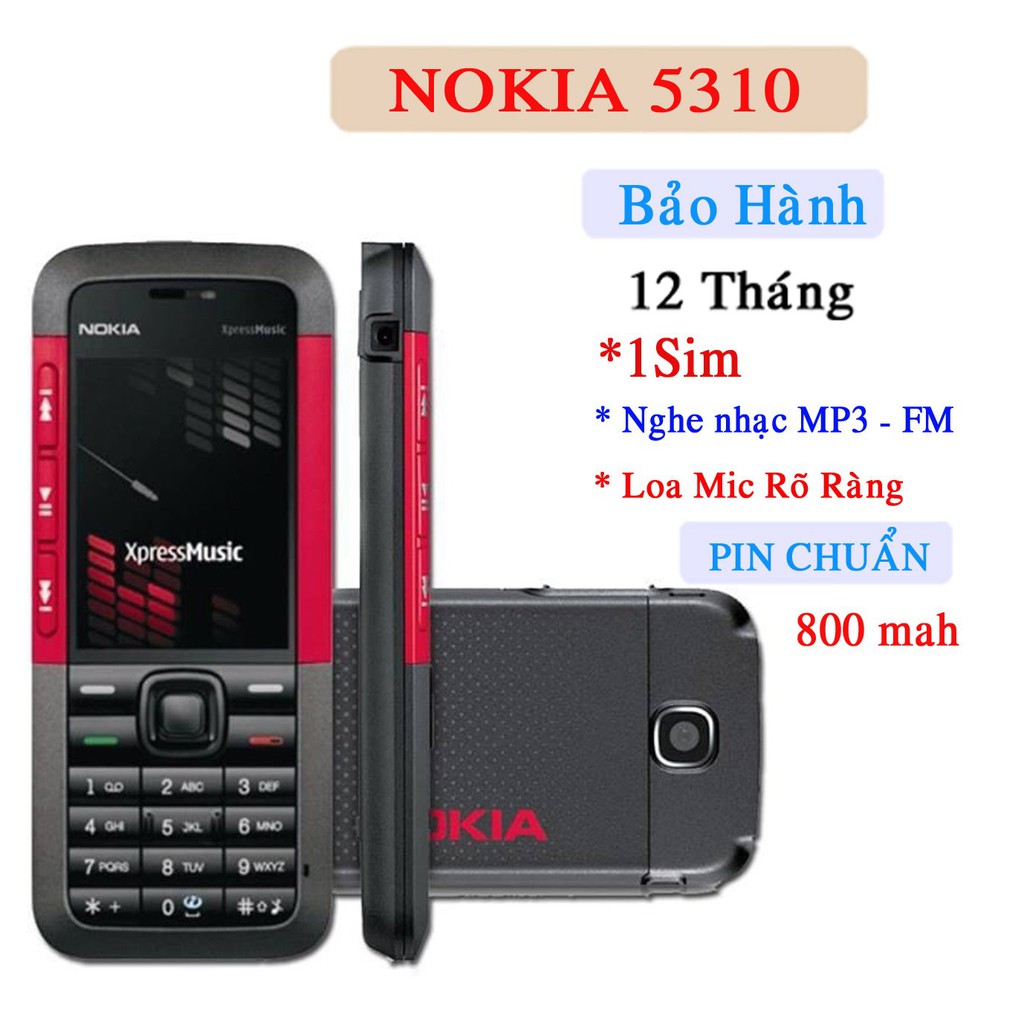  Điện Thoại Nokia 5310 XPRESSMUSIC Mỏng Nhỏ Gọn Bảo Hành 12 Tháng