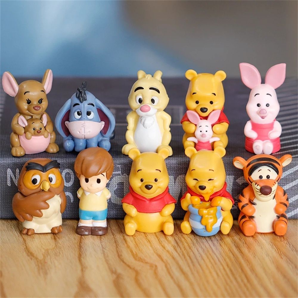 Set 10 mô hình gấu Pooh Minnie Winnie The Pooh dùng trang trí bánh kem