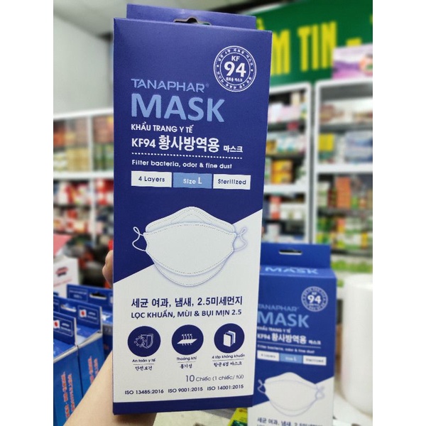 Khẩu trang y tế KF94 Tanaphar . Hộp 10 chiếc  . Size L