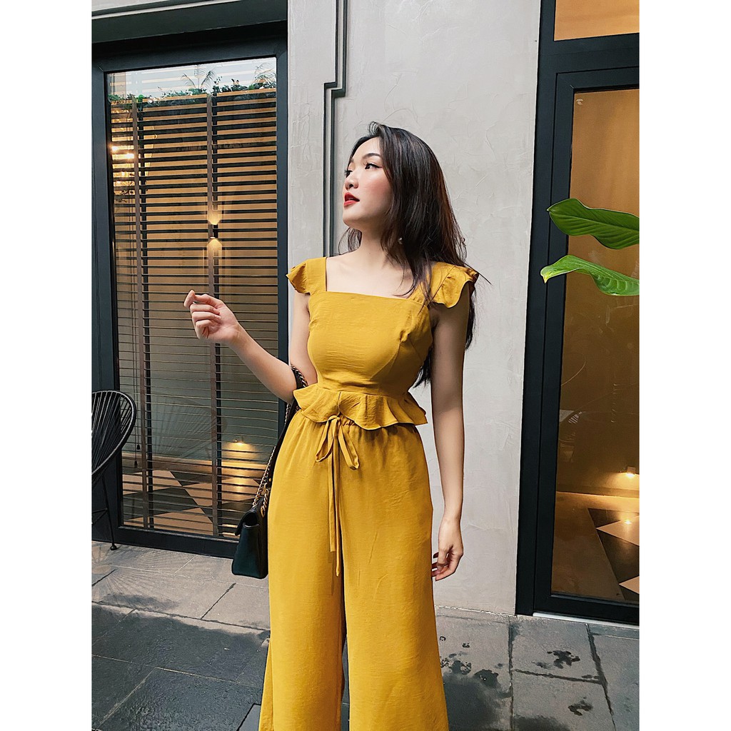 Set đồ nữ - áo phối bèo - quần cullotes