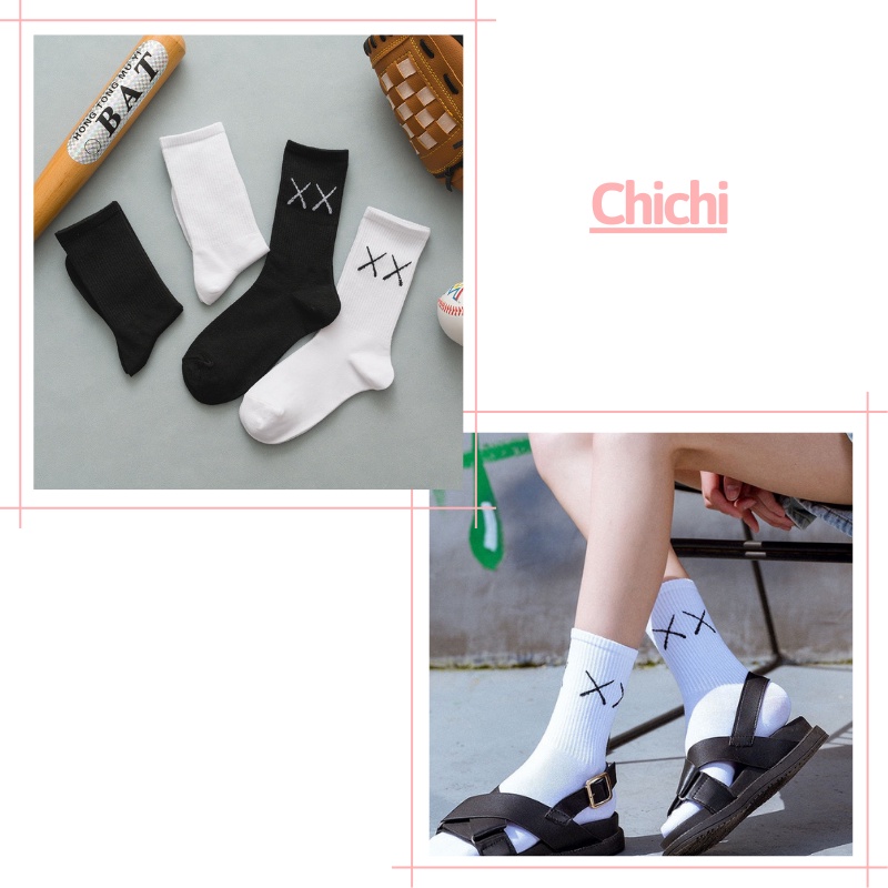 Tất vớ cổ cao nam nữ basic cotton hàn quốc dễ thương dày đẹp Chichi T12