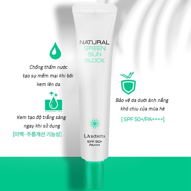 Kem chống nắng vật lý Natural Green thấm nhanh vào da, không gây nhờn rít – Thương hiệu uy tín đến từ Hàn Quốc 30ml